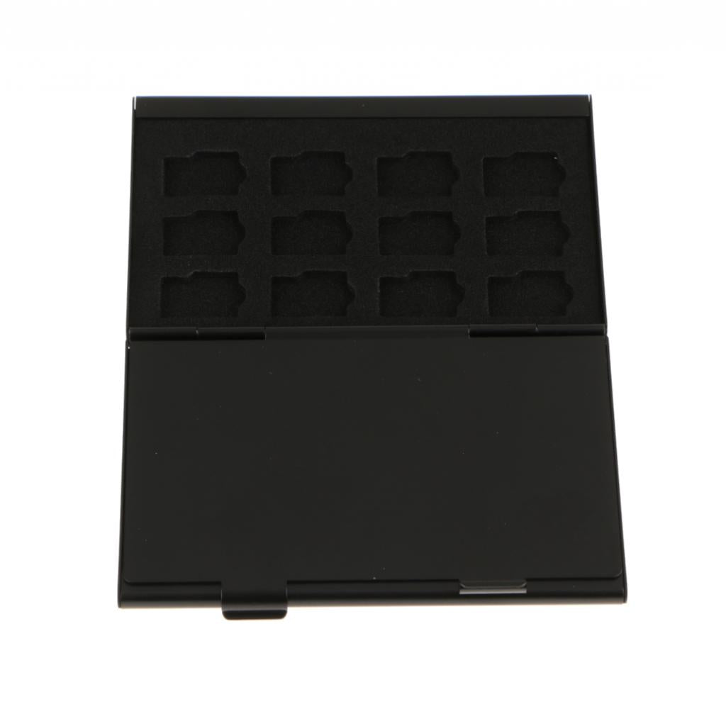 24 Pcs TF Slots Aluminum Alloy Memory Card Storage Box Protect Holder Black
