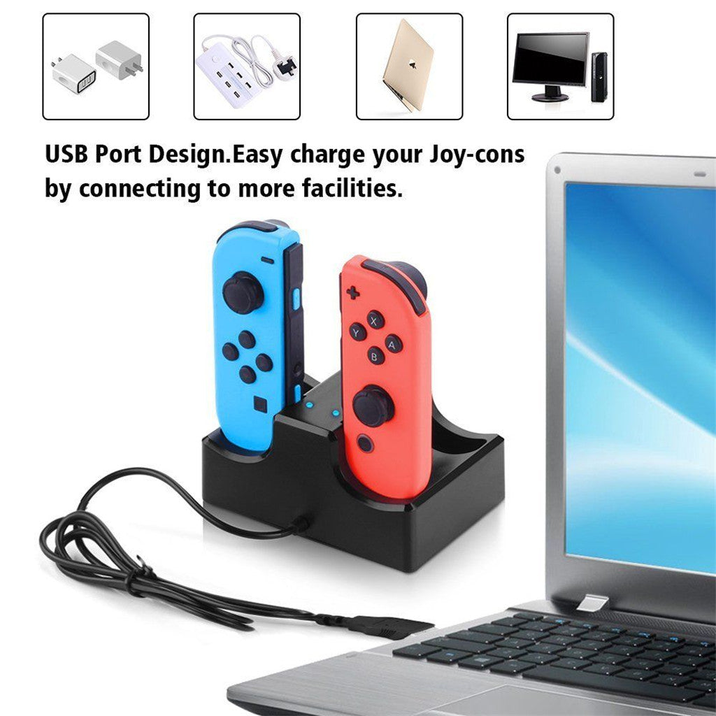 4 Port Charging Dock USB Handle Charger Stand for Nintendo Switch Controller