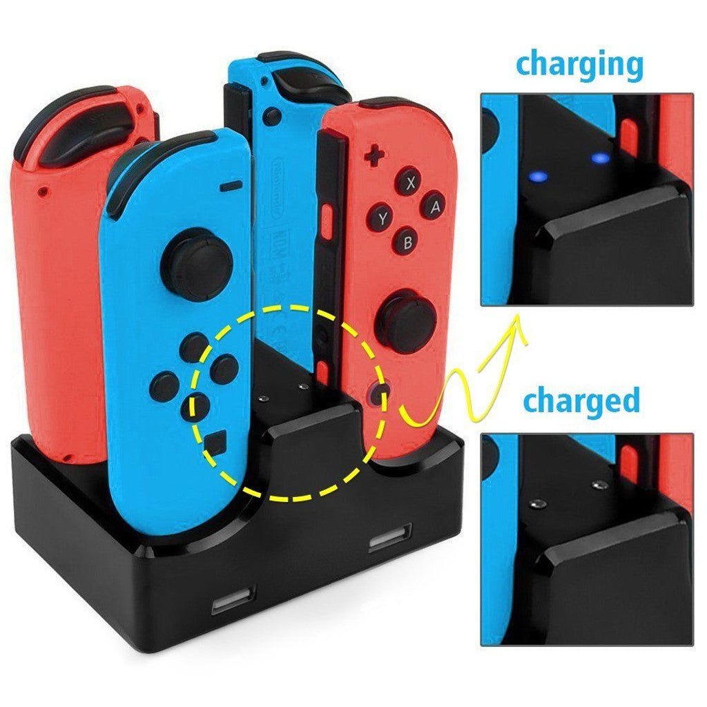 4 Port Charging Dock USB Handle Charger Stand for Nintendo Switch Controller
