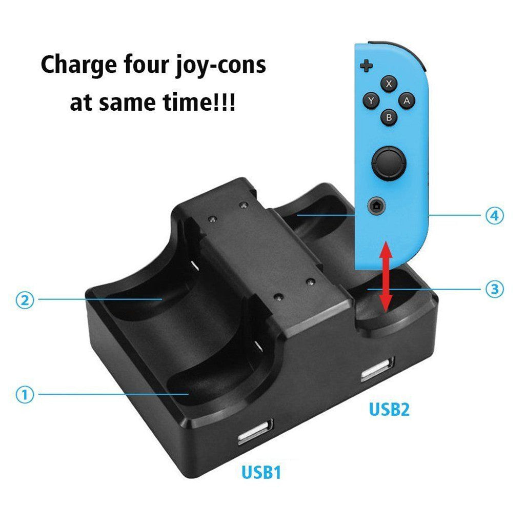 4 Port Charging Dock USB Handle Charger Stand for Nintendo Switch Controller
