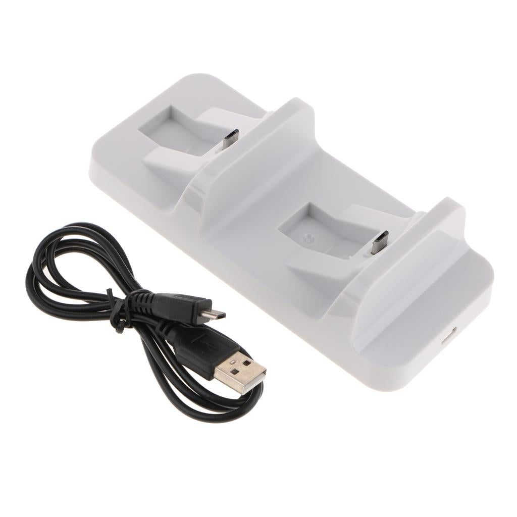 Controller Charger Charging Docking Station Stand Dual USB Fast Charging Cradle for Sony Playstation 4 PS4 Slim Pro Controller White