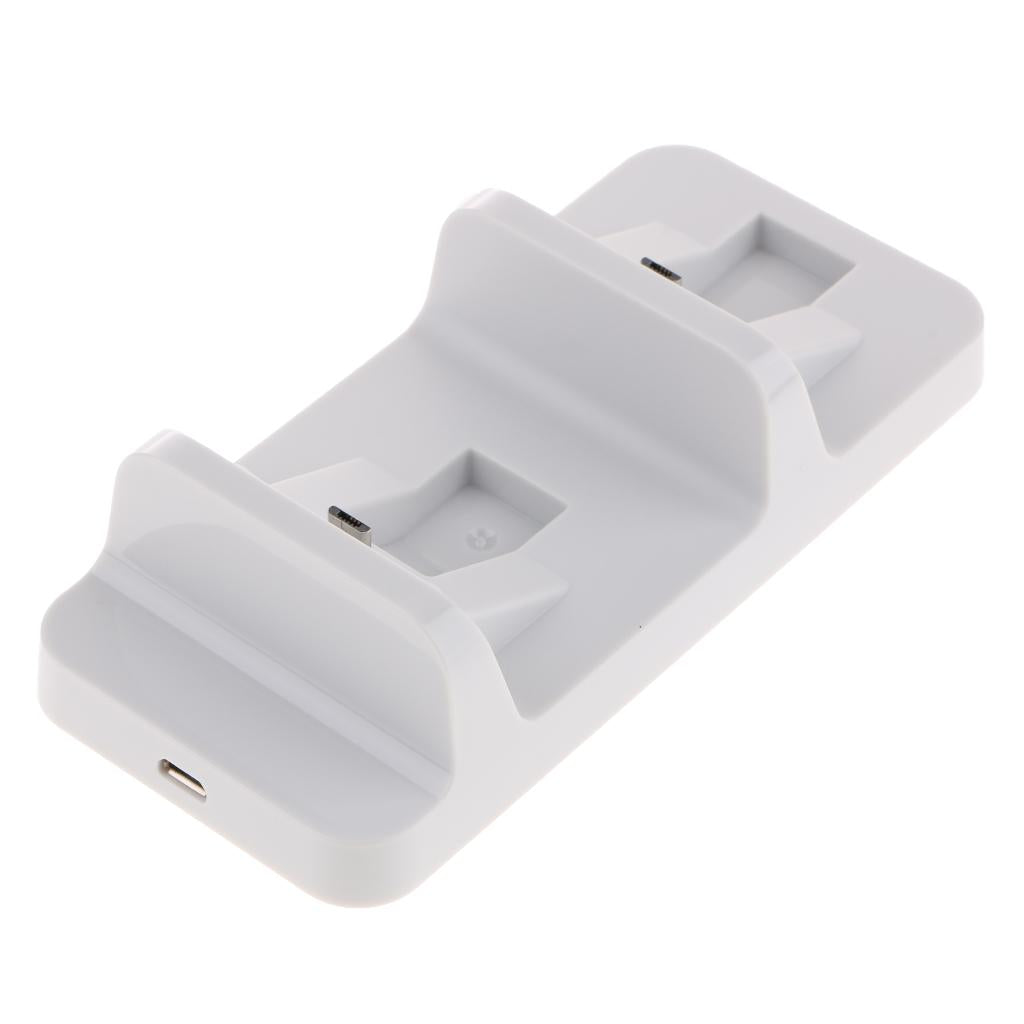 Controller Charger Charging Docking Station Stand Dual USB Fast Charging Cradle for Sony Playstation 4 PS4 Slim Pro Controller White
