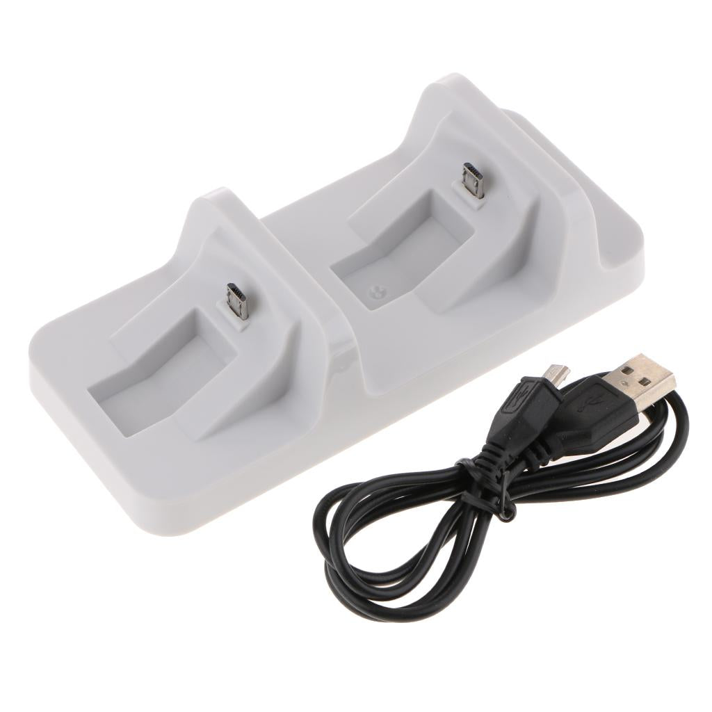 Controller Charger Charging Docking Station Stand Dual USB Fast Charging Cradle for Sony Playstation 4 PS4 Slim Pro Controller White