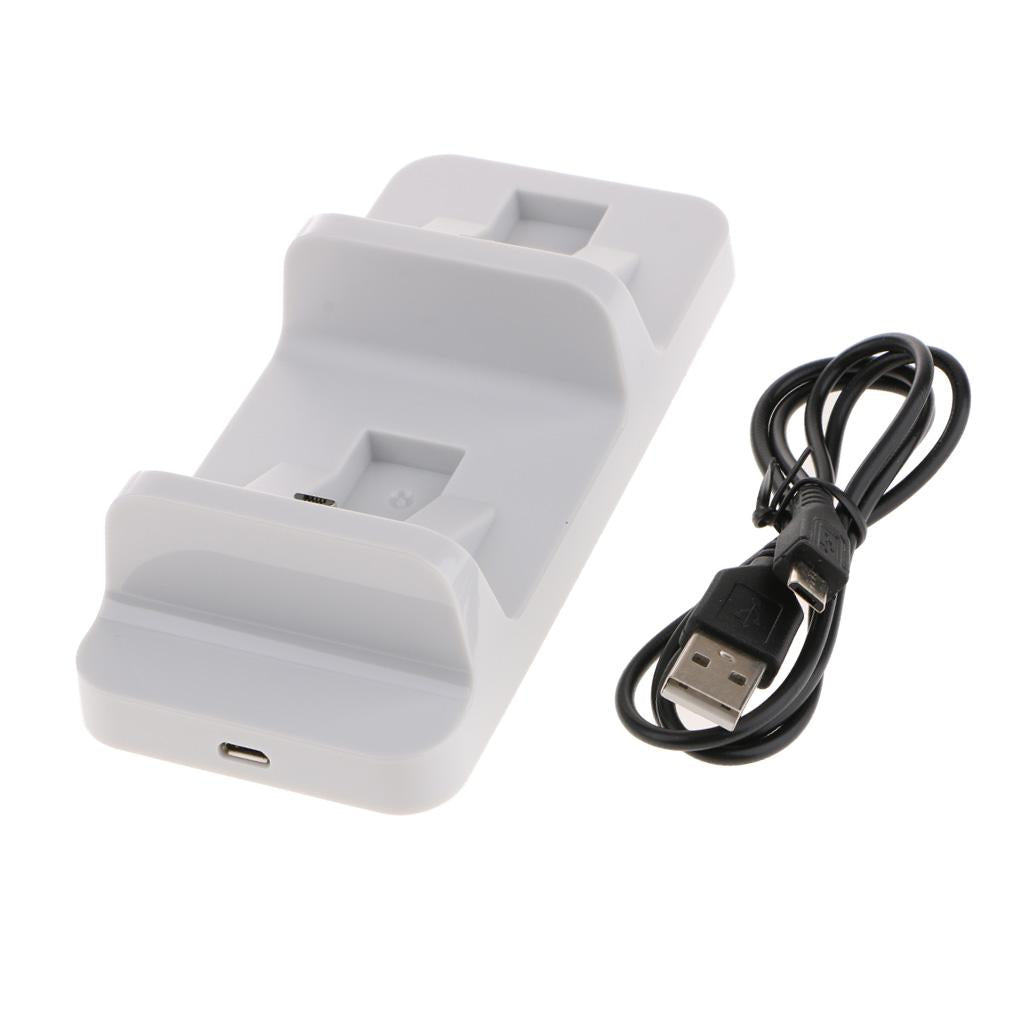 Controller Charger Charging Docking Station Stand Dual USB Fast Charging Cradle for Sony Playstation 4 PS4 Slim Pro Controller White