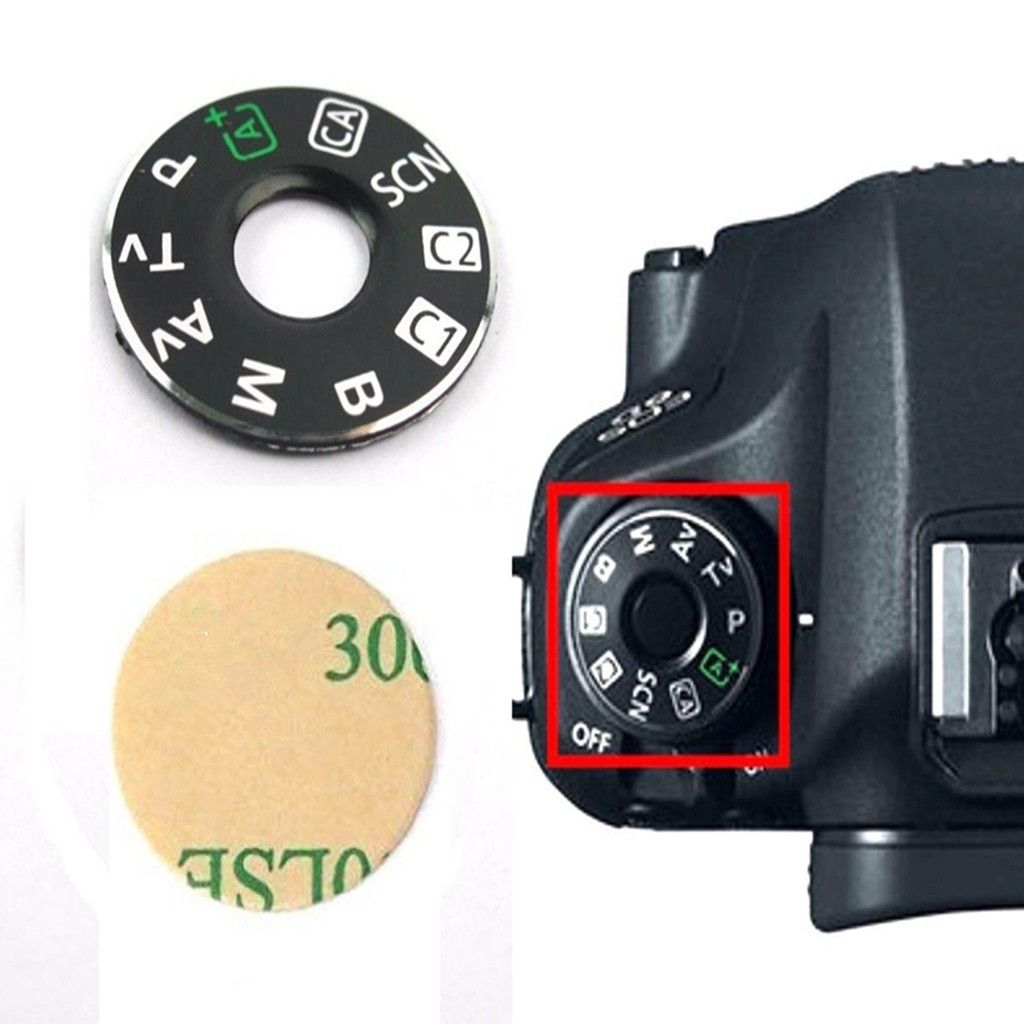 1 Pack Dial Mode Plate Interface Cap Cover + Tape Repair Fix Part for Canon EOS 6D Digital SLR Camera- Black