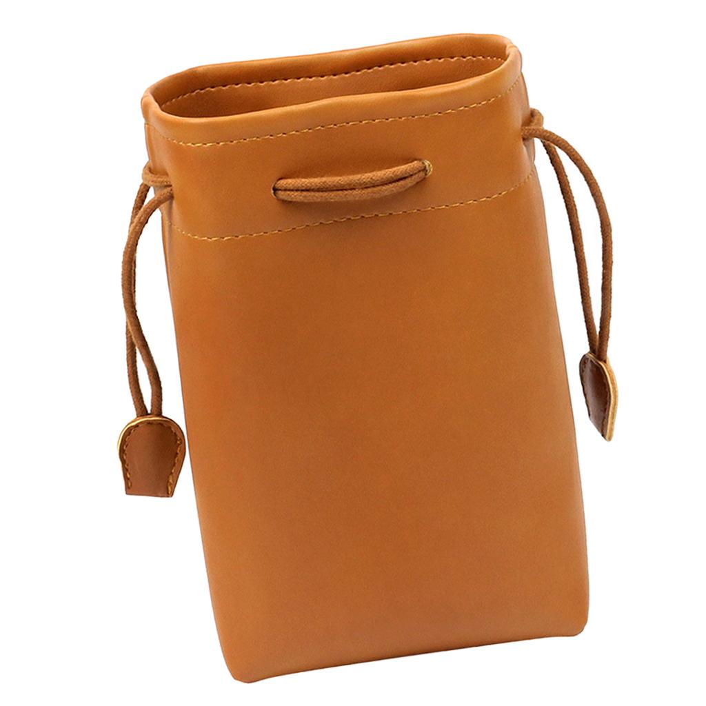 Leather Drawstring Bag Protection Case for Fujiflim Instax 9 8 7S 50S Brown