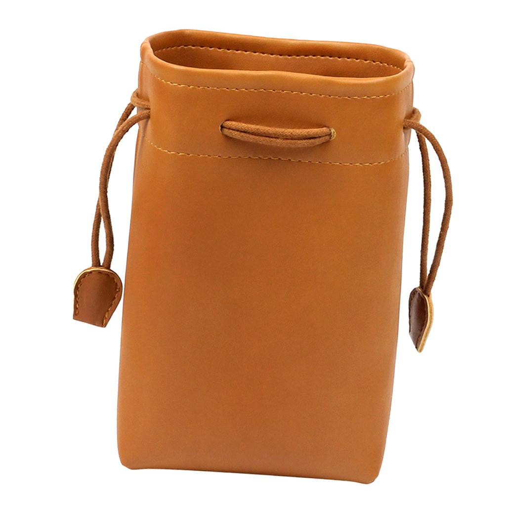 Leather Drawstring Bag Protection Case for Fujiflim Instax 9 8 7S 50S Brown