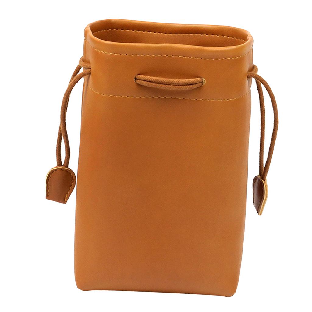 Leather Drawstring Bag Protection Case for Fujiflim Instax 9 8 7S 50S Brown