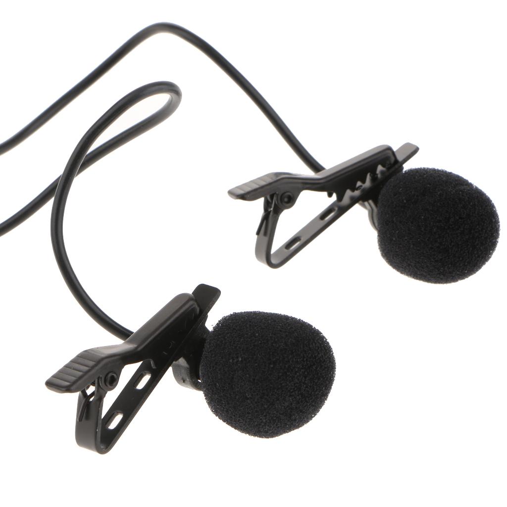 6m/19ft Recording Microphone Dual Head Lavalier Clip on Video Lapel Condenser Mic
