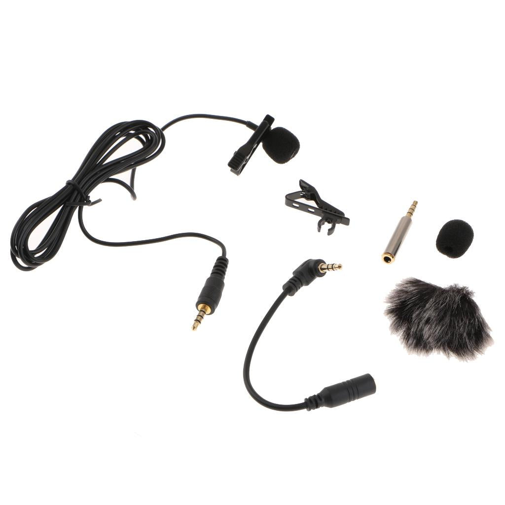 1.5m/5ft Professional Lavalier Lapel Microphone Windshield Mic for Video Conference