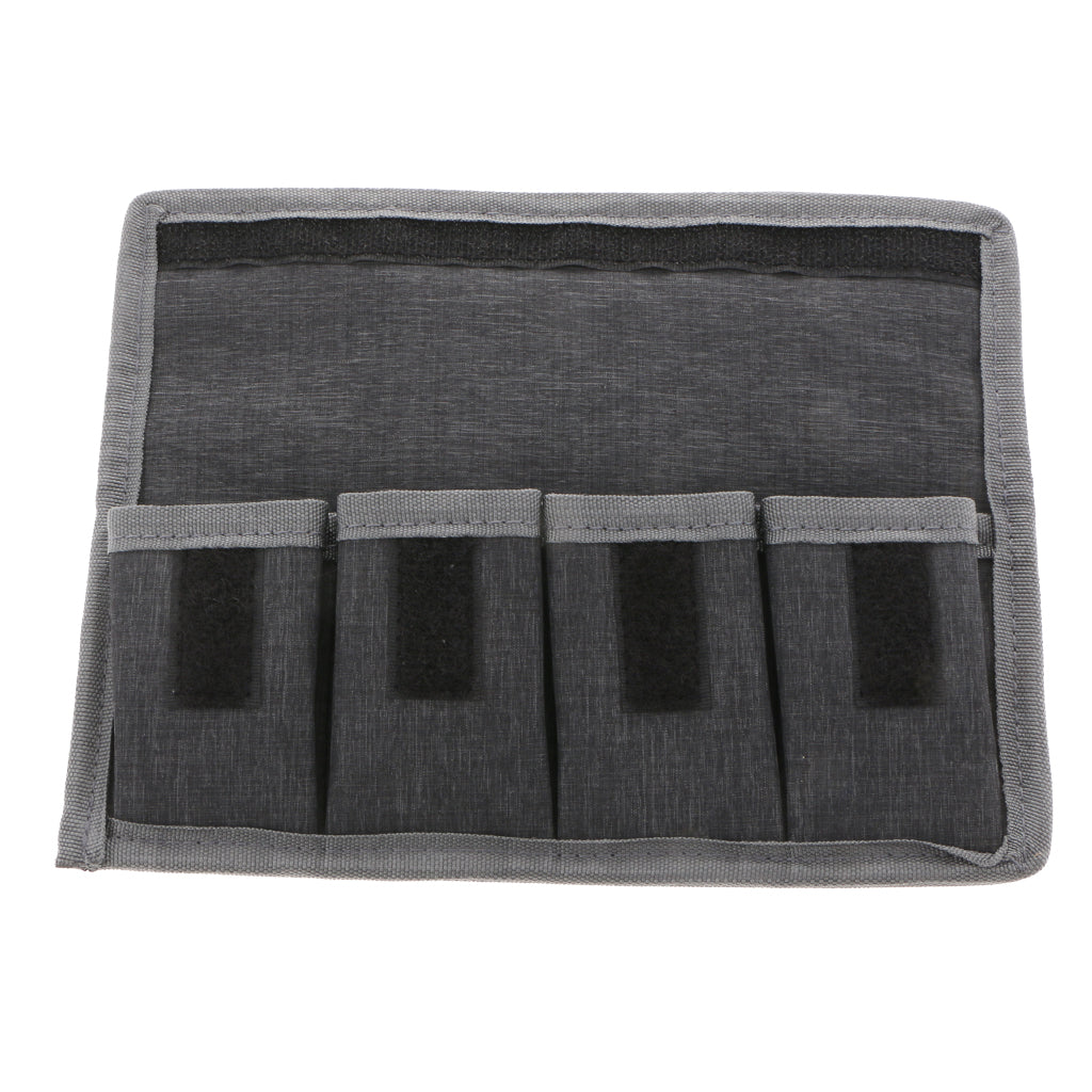 DSLR Battery Case Holder Storage Bag ( 4 Pocket ) for AA/AAA Battery and Canon LP E6 LP E8 LP E10 LP E12 Battery, Nikon EN EL14 EN EL15 Battery