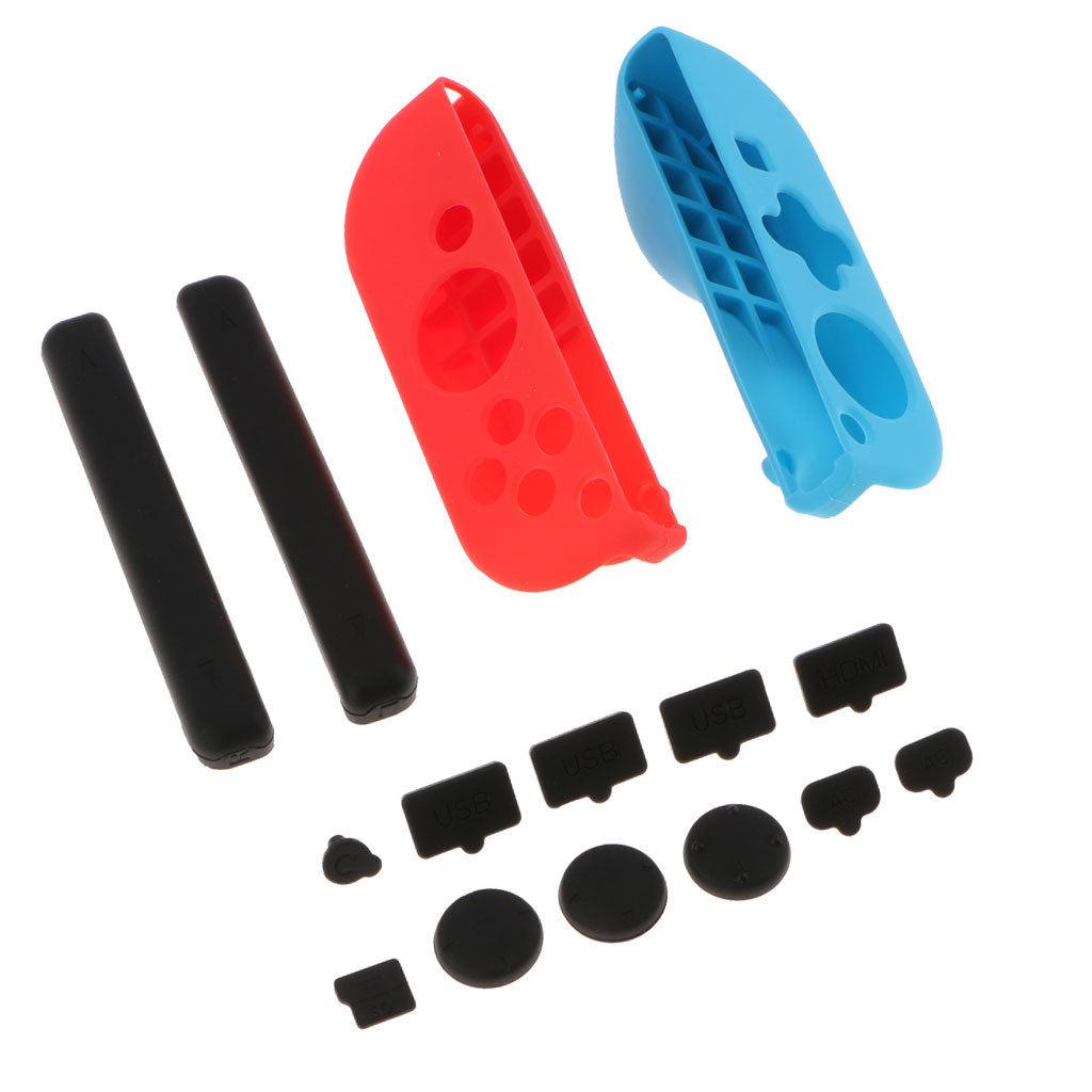 For Nintendo Switch Joy-Con Protective Case Silicone Cover + Rubber Plug Set