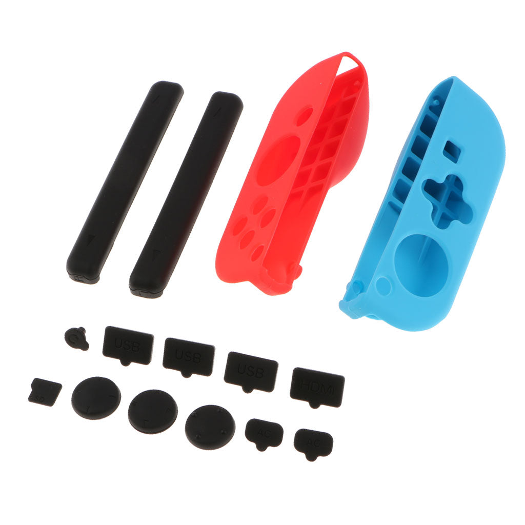 For Nintendo Switch Joy-Con Protective Case Silicone Cover + Rubber Plug Set