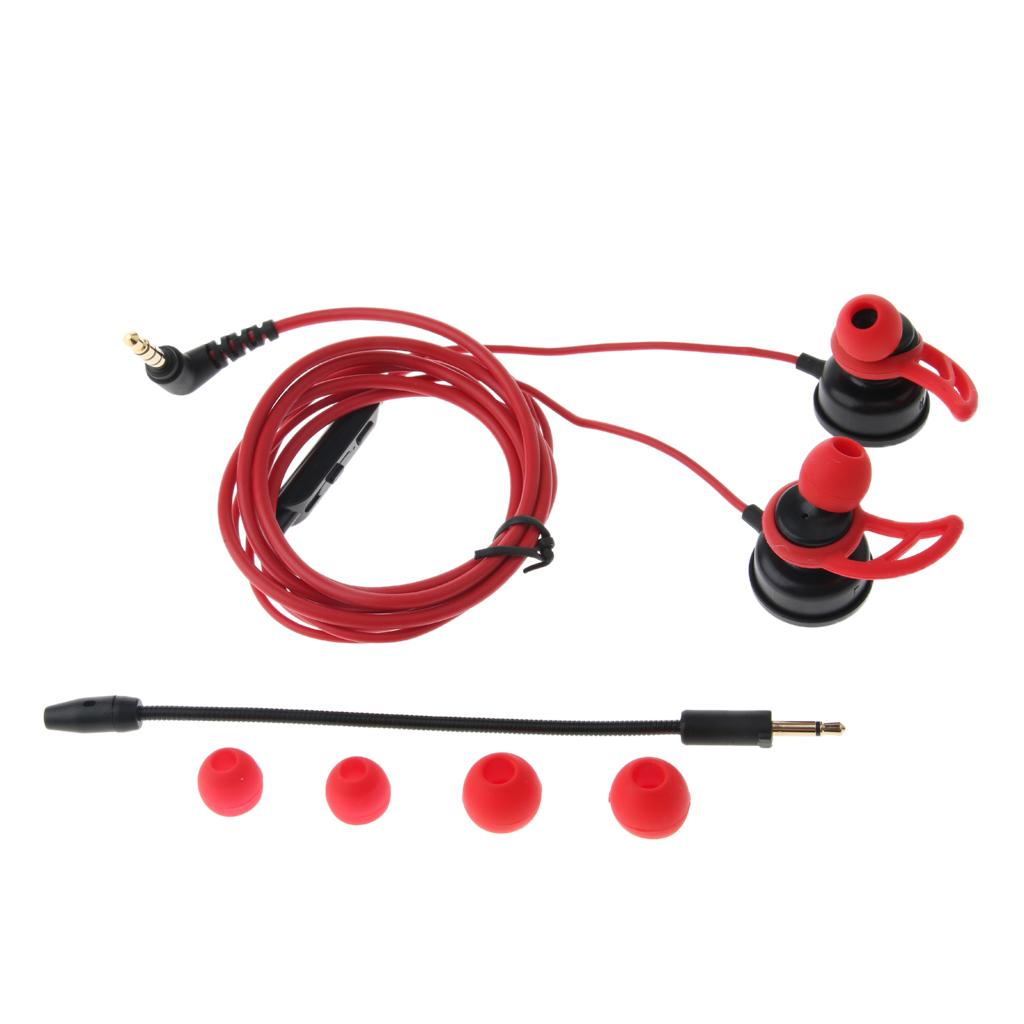 1.2m Gaming Earphones Earbuds Headphones with Microphone and Volume Control For PUBG Mobile, PS4, Xbox One, Nintendo Switch (Red)