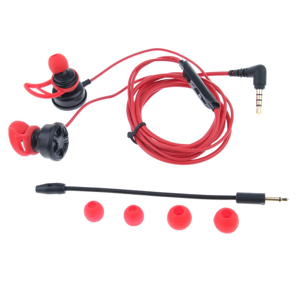 1.2m Gaming Earphones Earbuds Headphones with Microphone and Volume Control For PUBG Mobile, PS4, Xbox One, Nintendo Switch (Red)