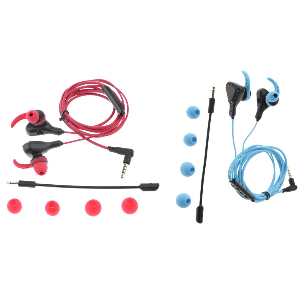 Gaming Earphones Earbuds Headphones with Microphone and Volume Control For PUBG Mobile, PS4, Xbox One, Nintendo Switch Red