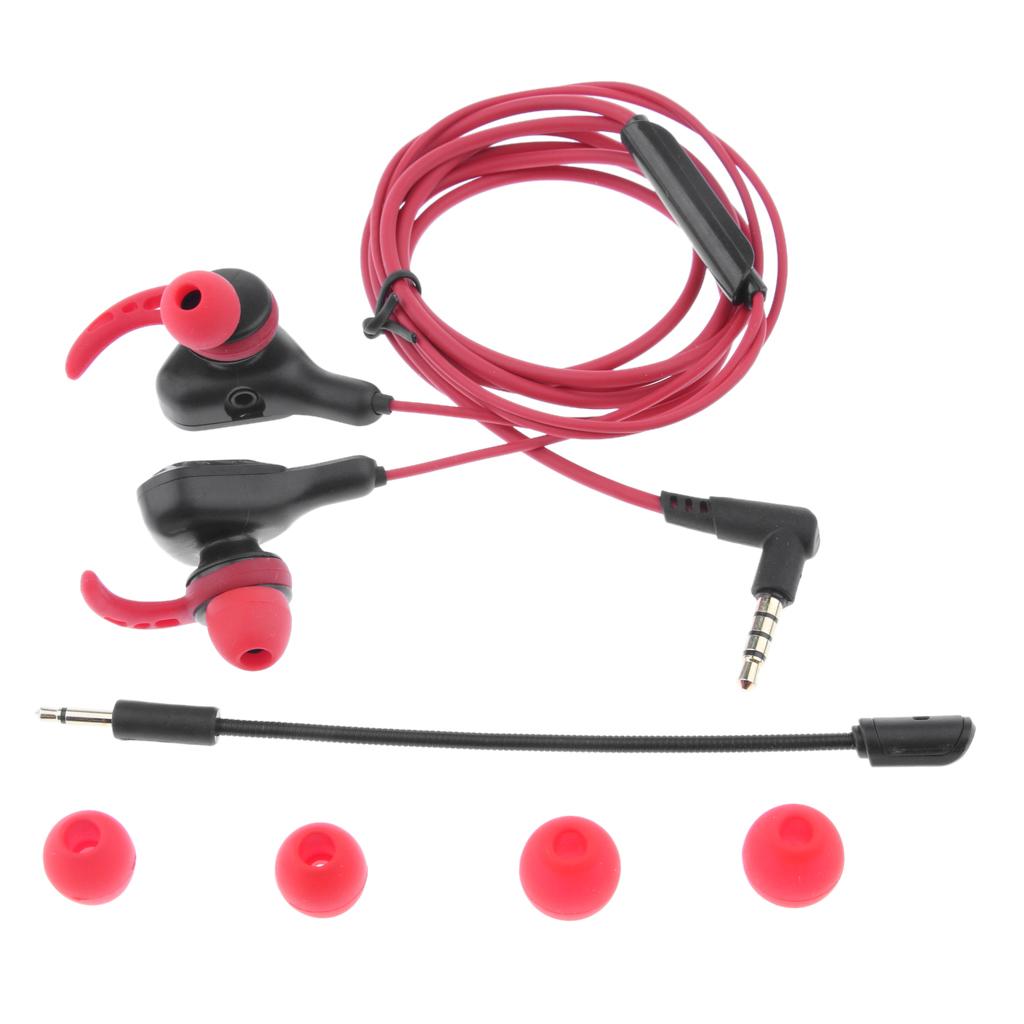 Gaming Earphones Earbuds Headphones with Microphone and Volume Control For PUBG Mobile, PS4, Xbox One, Nintendo Switch Red