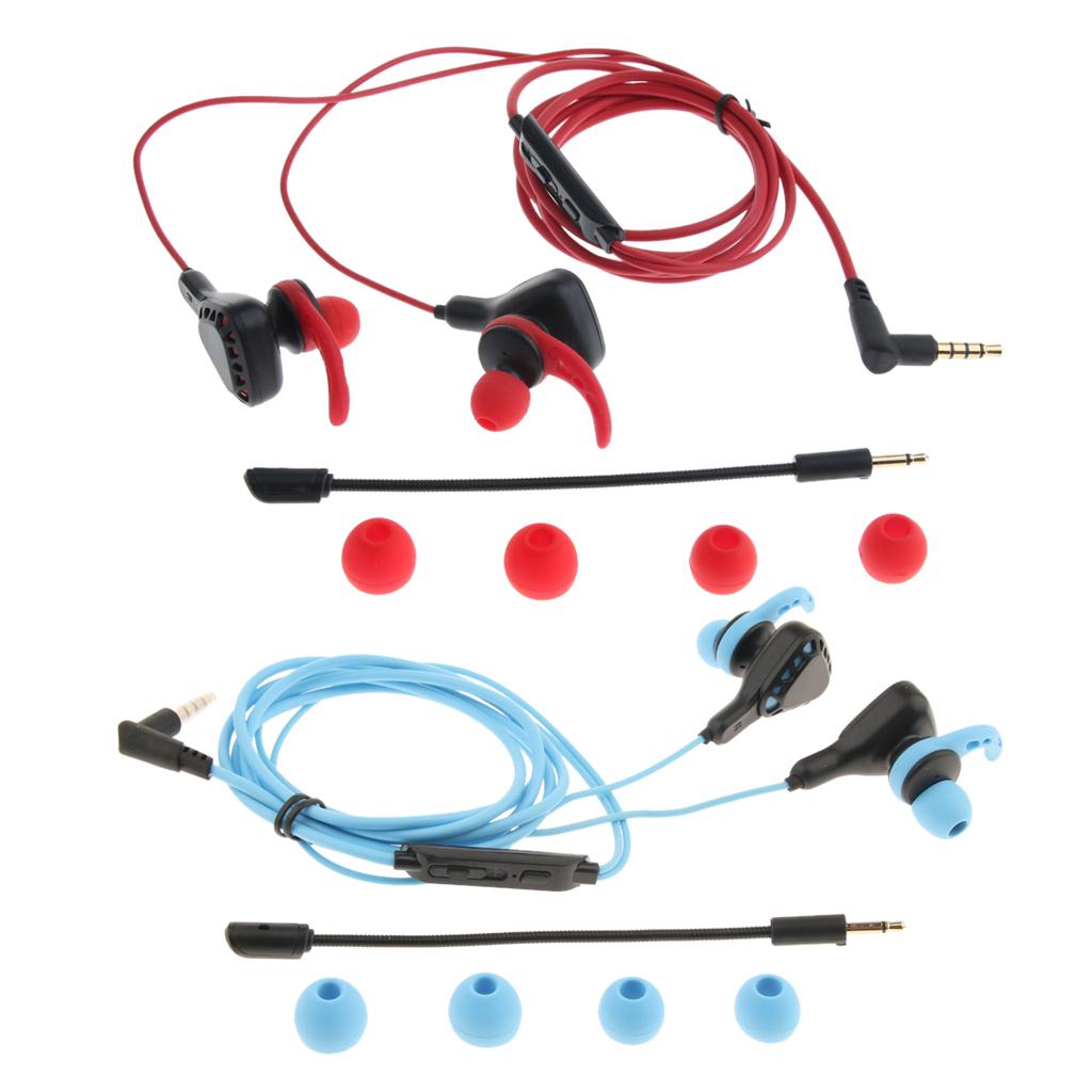 Gaming Earphones Earbuds Headphones with Microphone and Volume Control For PUBG Mobile, PS4, Xbox One, Nintendo Switch Red