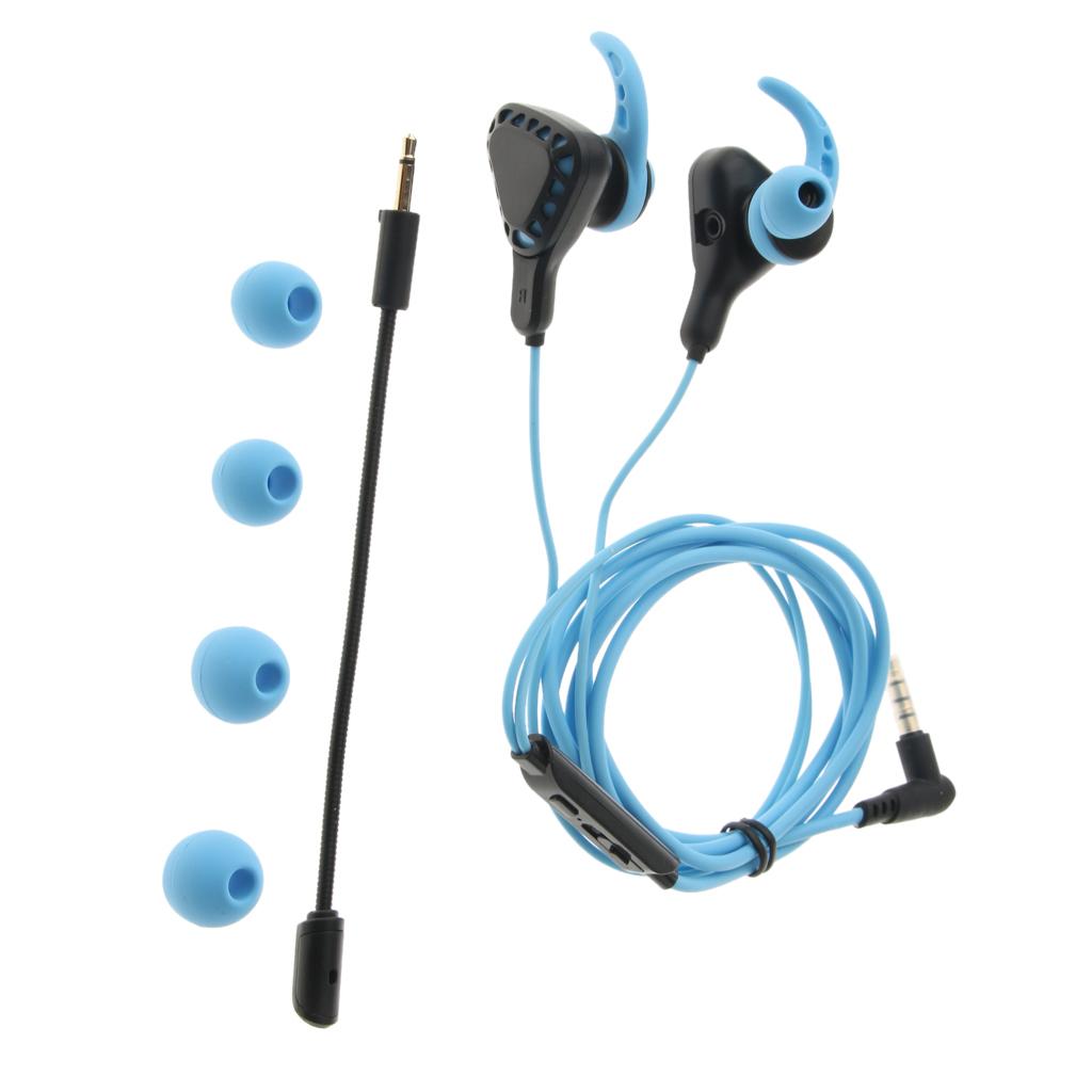 Gaming Earphones Earbuds Headphones with Microphone and Volume Control For PUBG Mobile, PS4, Xbox One, Nintendo Switch (Blue)
