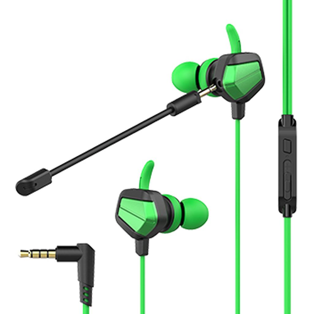 Gaming Earphones Earbuds Headphones with Microphone and Volume Control For PUBG Mobile, PS4, Xbox One, Nintendo Switch (Green)