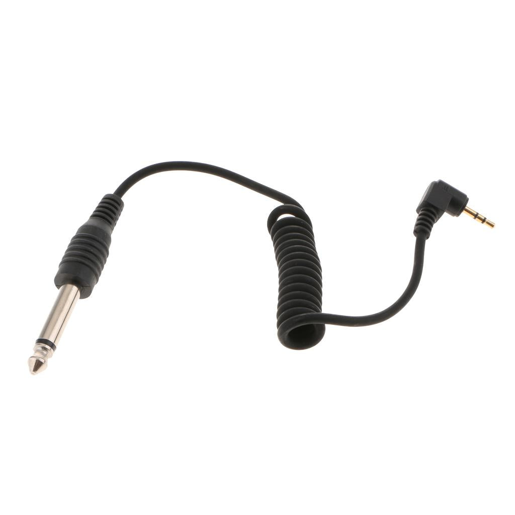 Max Length 3.3ft 2.5mm to 6.35mm Male Flash PC Sync Cable Spring Coiled Cord