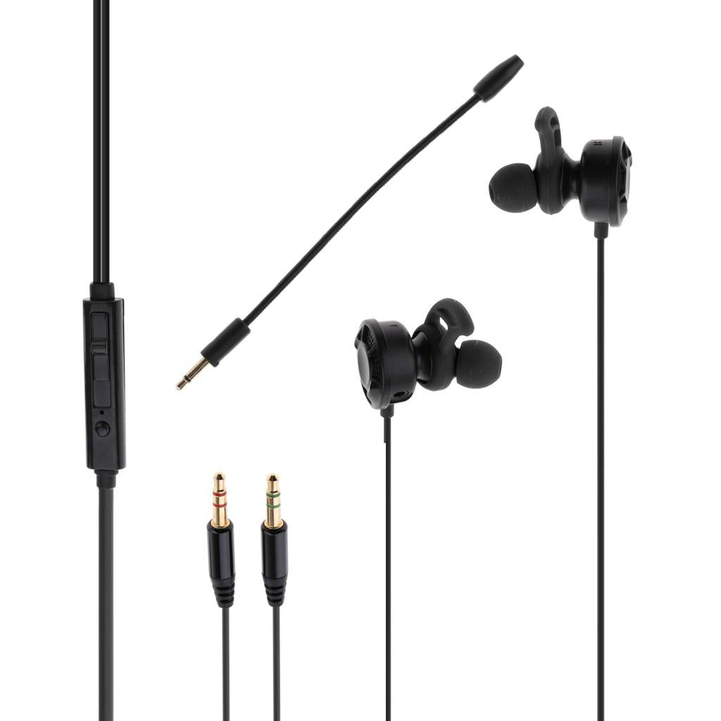 T2 Gaming Earphones Earbuds Headphones with Microphone and Volume Control For PUBG Mobile, PS4, Xbox One, Nintendo Switch Black