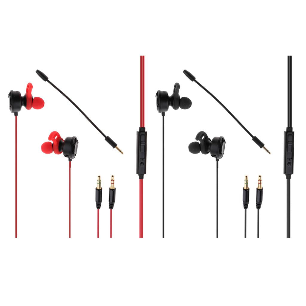 T2 Gaming Earphones Earbuds Headphones with Microphone and Volume Control For PUBG Mobile, PS4, Xbox One, Nintendo Switch Black