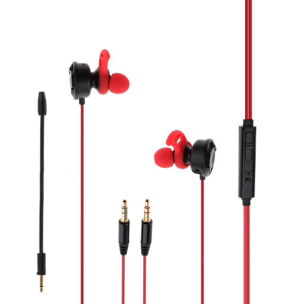 T2 Gaming Earphones Earbuds Headphones with Microphone and Volume Control For PUBG Mobile, PS4, Xbox One, Nintendo Switch Red
