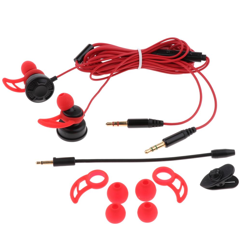 T2 Gaming Earphones Earbuds Headphones with Microphone and Volume Control For PUBG Mobile, PS4, Xbox One, Nintendo Switch Red