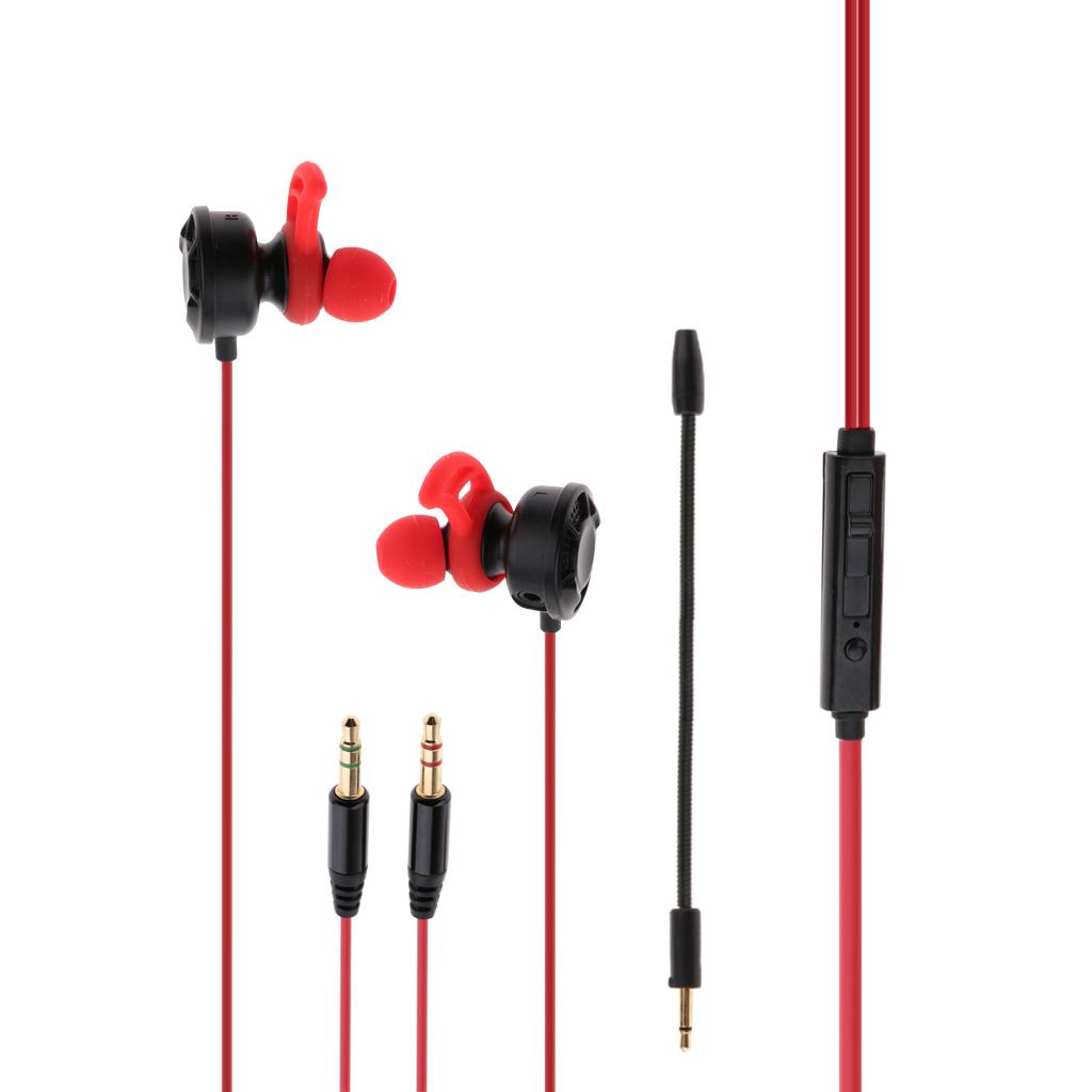 T2 Gaming Earphones Earbuds Headphones with Microphone and Volume Control For PUBG Mobile, PS4, Xbox One, Nintendo Switch Red