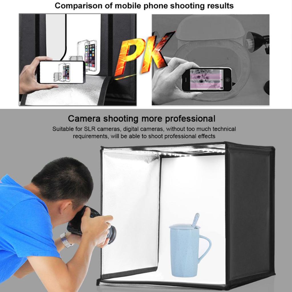 Portable Table Photo Studio Box LED Light Tent Softbox Lighting Kit 40x40cm