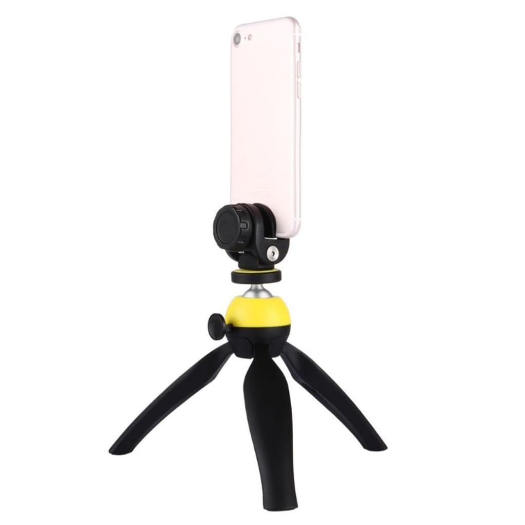 Flodable Table Top Phone Tripod Mount TV Video Live Bracket Holder Yellow
