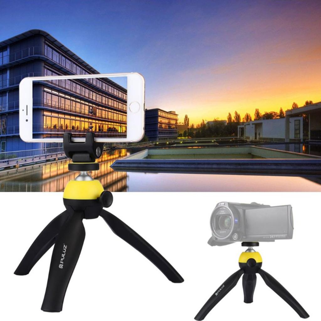 Flodable Table Top Phone Tripod Mount TV Video Live Bracket Holder Yellow