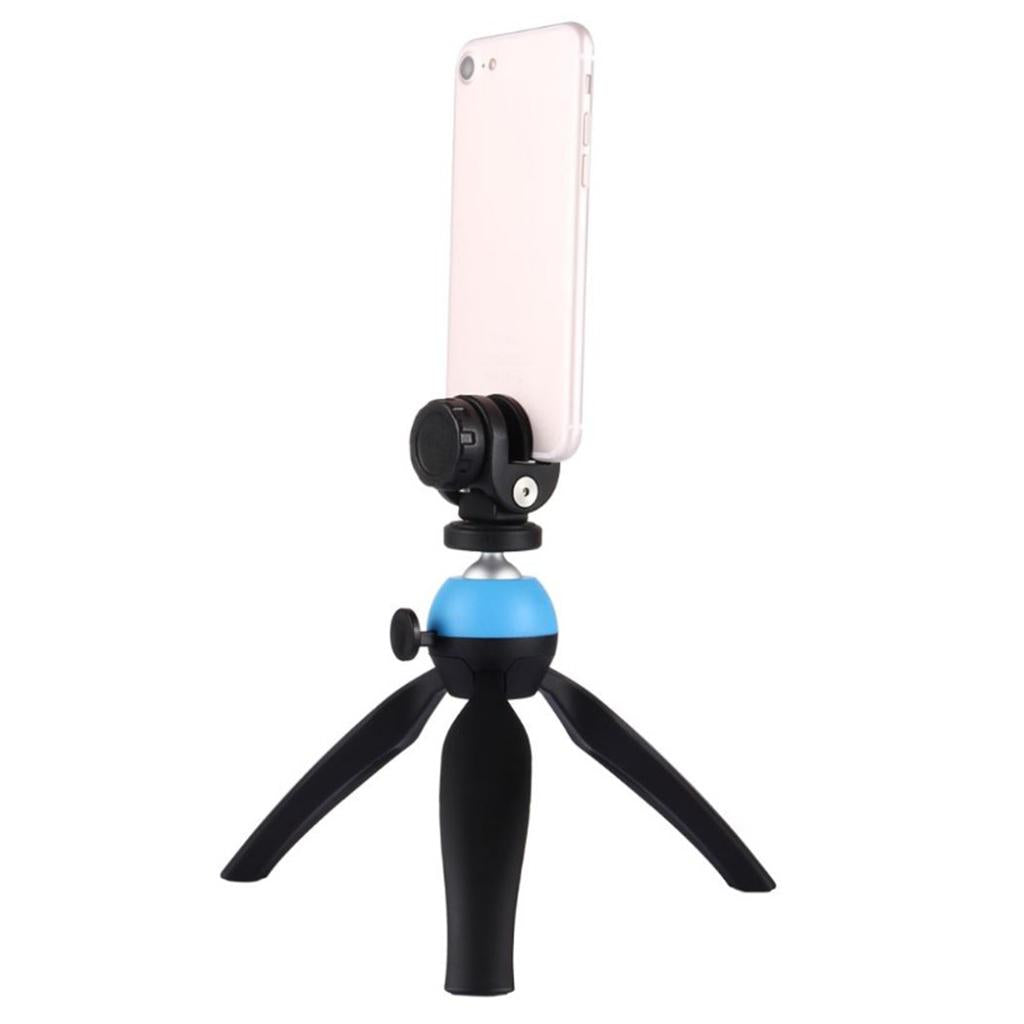 Flodable Table Top Phone Tripod Mount TV Video Live Bracket Holder Blue