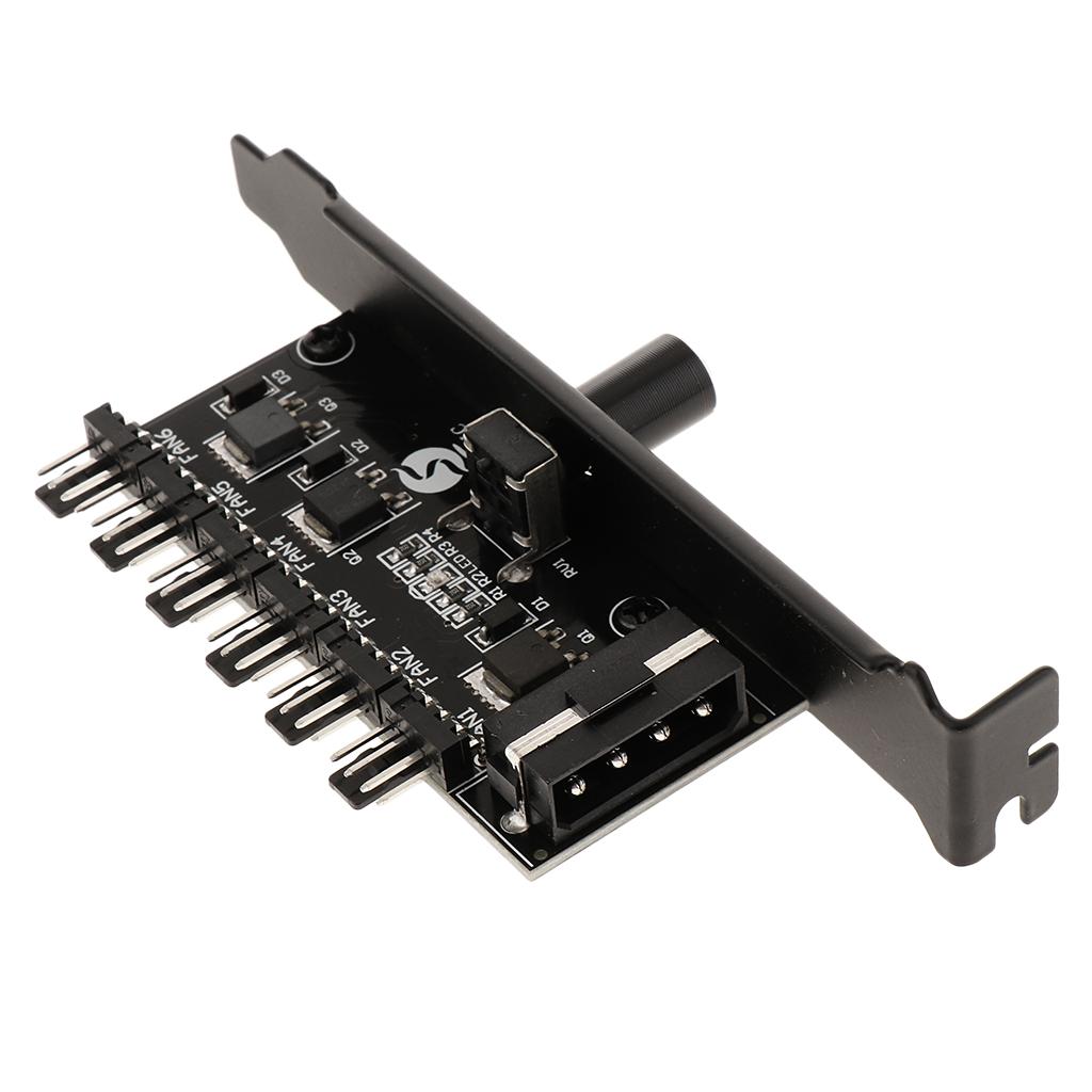 4 Pin Power PCI Cooling Fan Speed Controller 6 Channels PC Case Fans Adapter