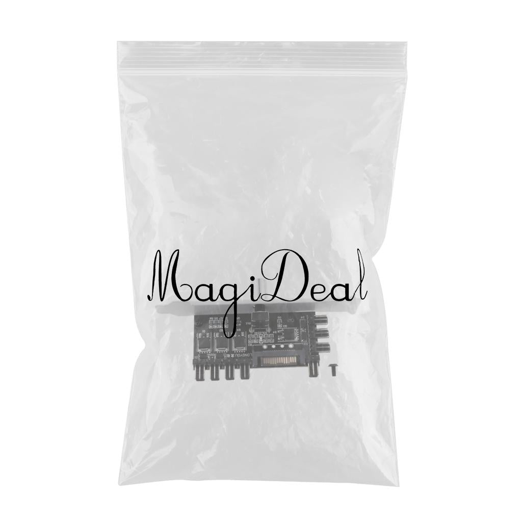 1 to 8 Computer Case PCI Fan Speed Controller SATA Power Connection White