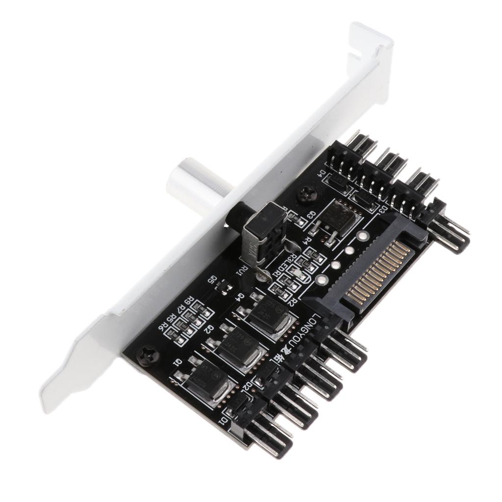 1 to 8 Computer Case PCI Fan Speed Controller SATA Power Connection White