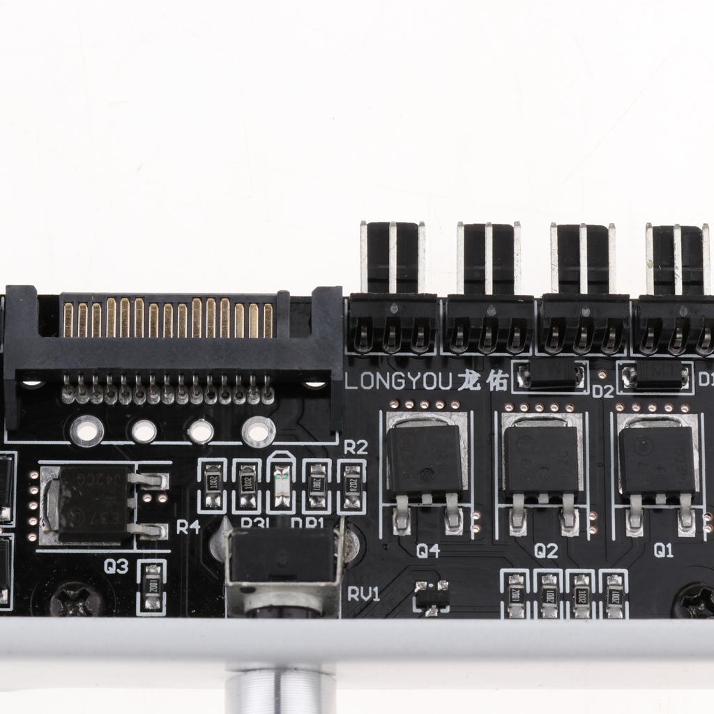 1 to 8 Computer Case PCI Fan Speed Controller SATA Power Connection White