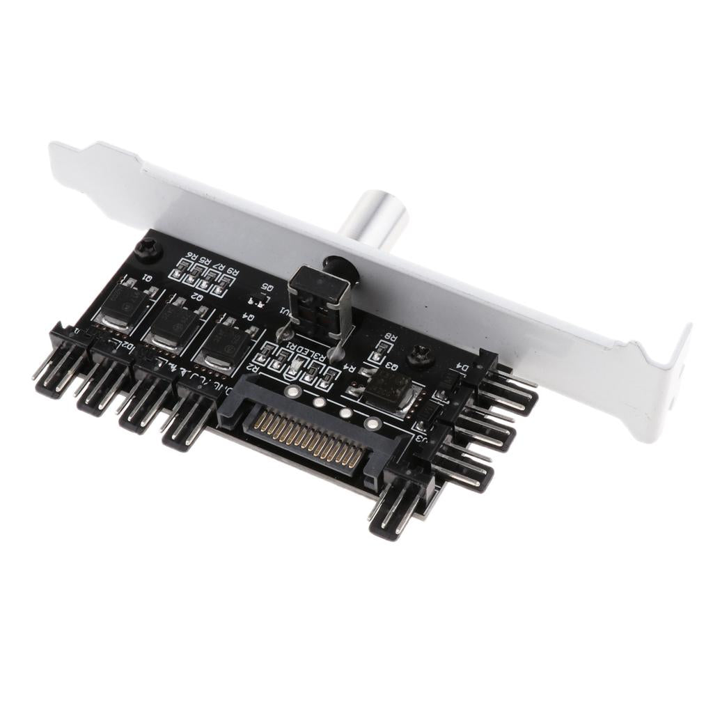 1 to 8 Computer Case PCI Fan Speed Controller SATA Power Connection White