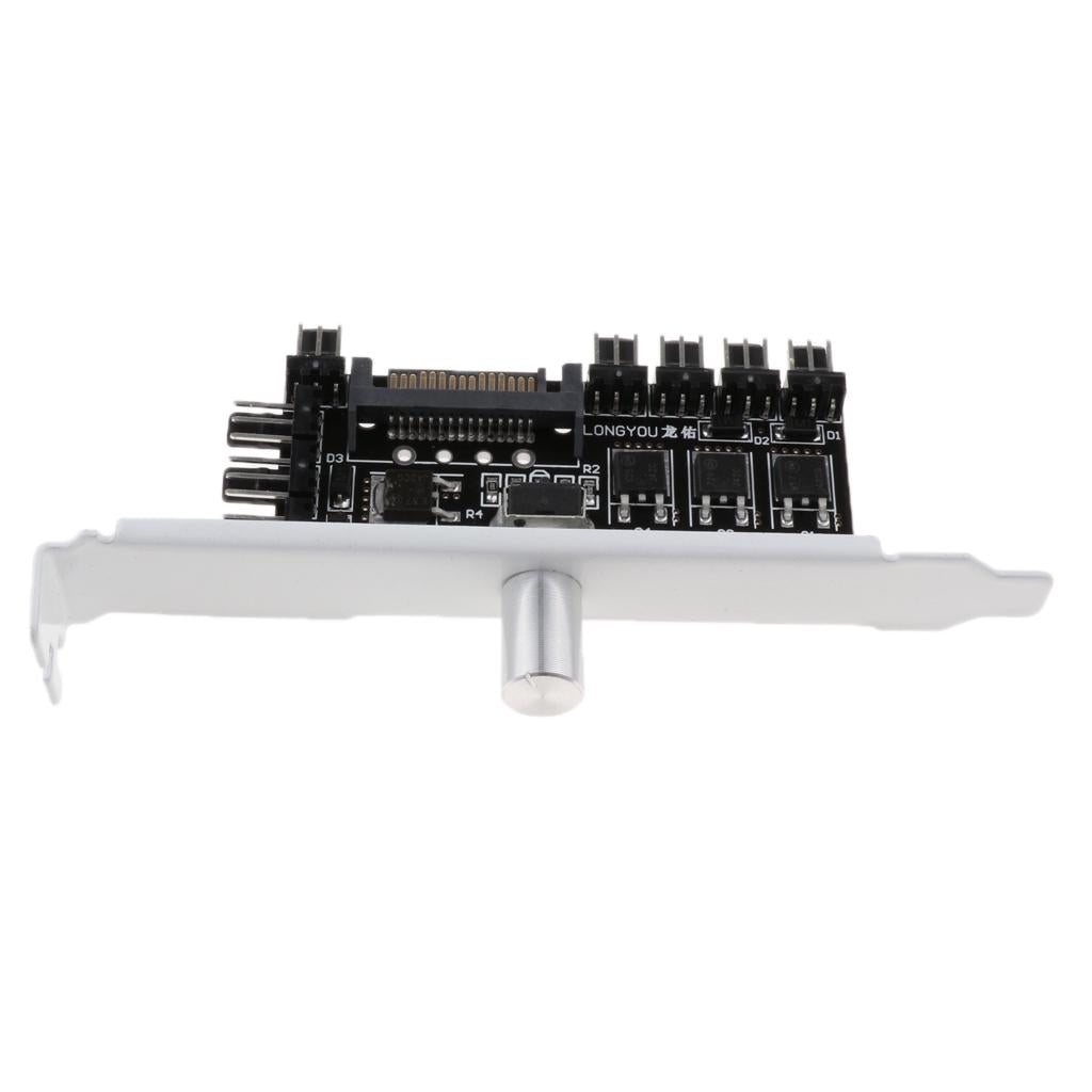 1 to 8 Computer Case PCI Fan Speed Controller SATA Power Connection White