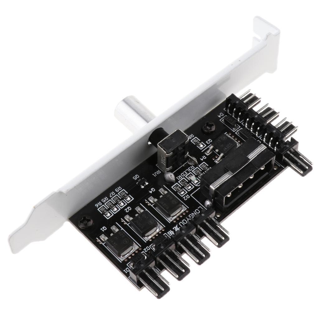 1 to 8 Computer Case PCI Fan Speed Controller 4 Pin Power Connection White