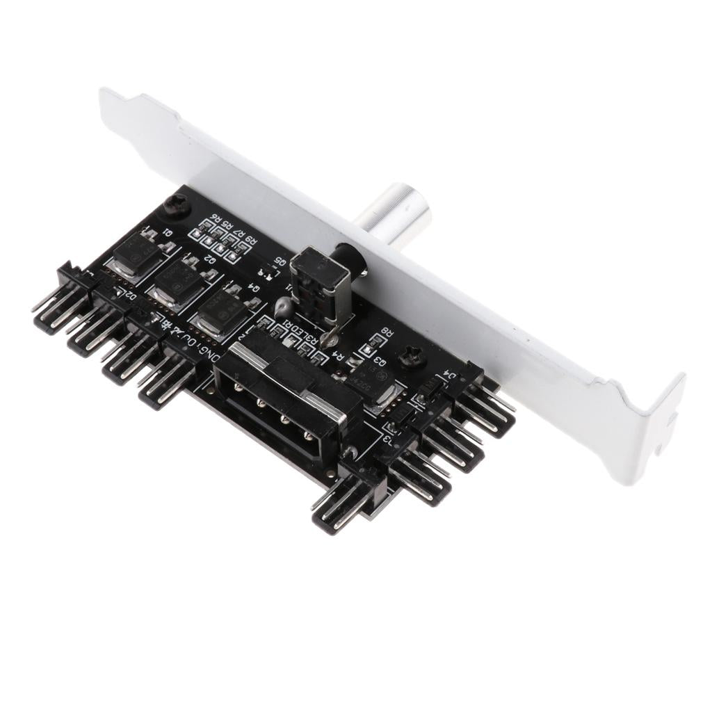 1 to 8 Computer Case PCI Fan Speed Controller 4 Pin Power Connection White