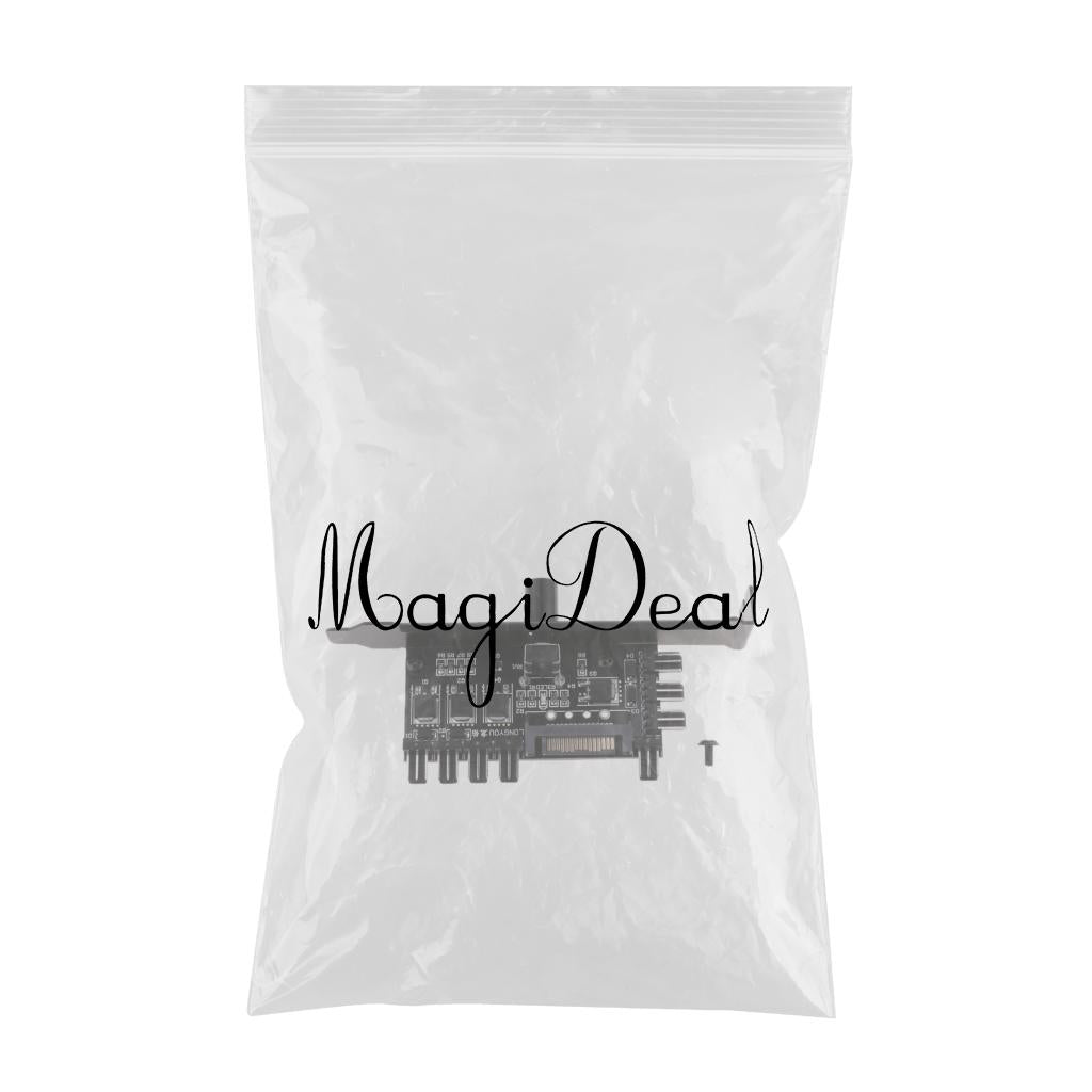 1 to 8 Computer Case PCI Fan Speed Controller SATA Power Connection Black