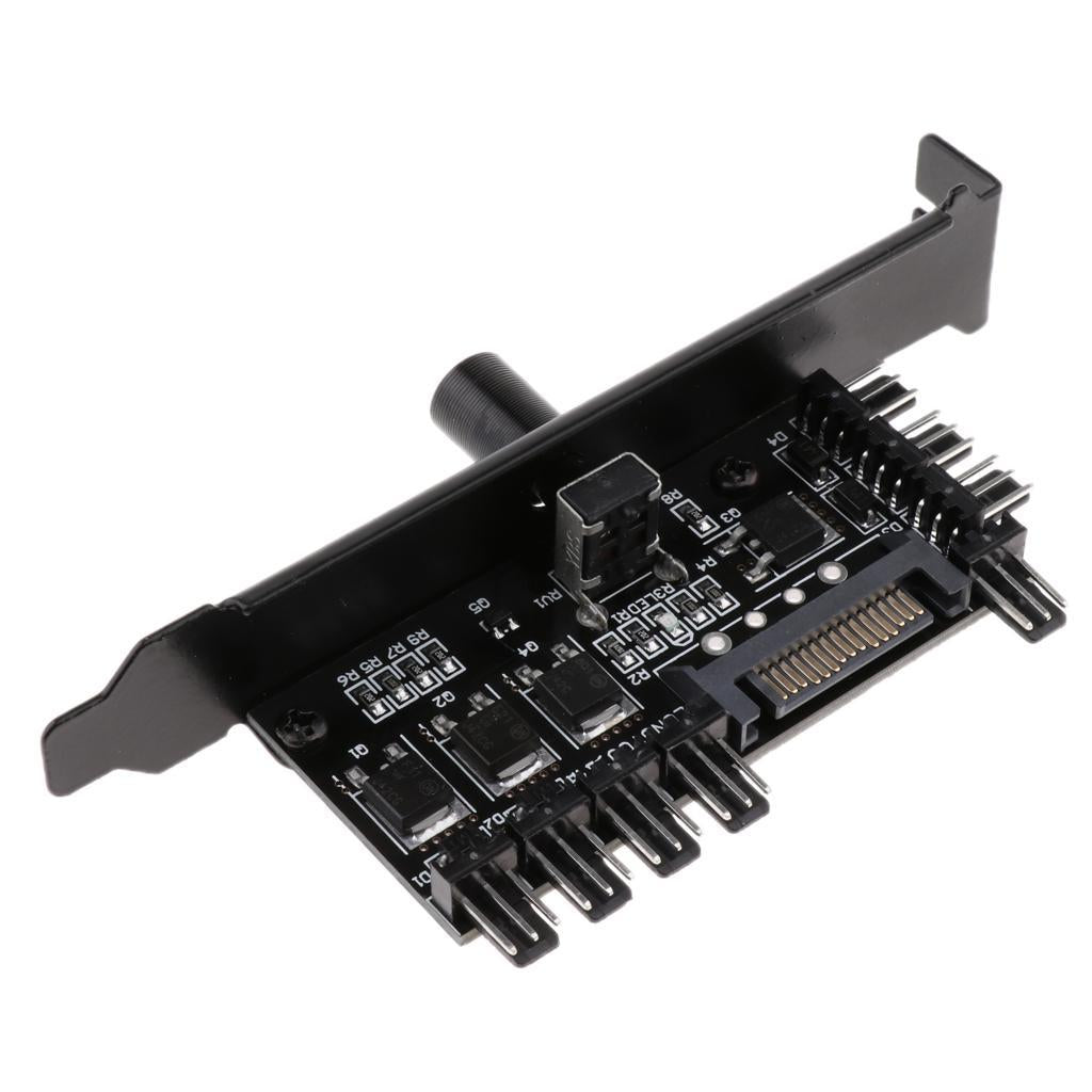 1 to 8 Computer Case PCI Fan Speed Controller SATA Power Connection Black