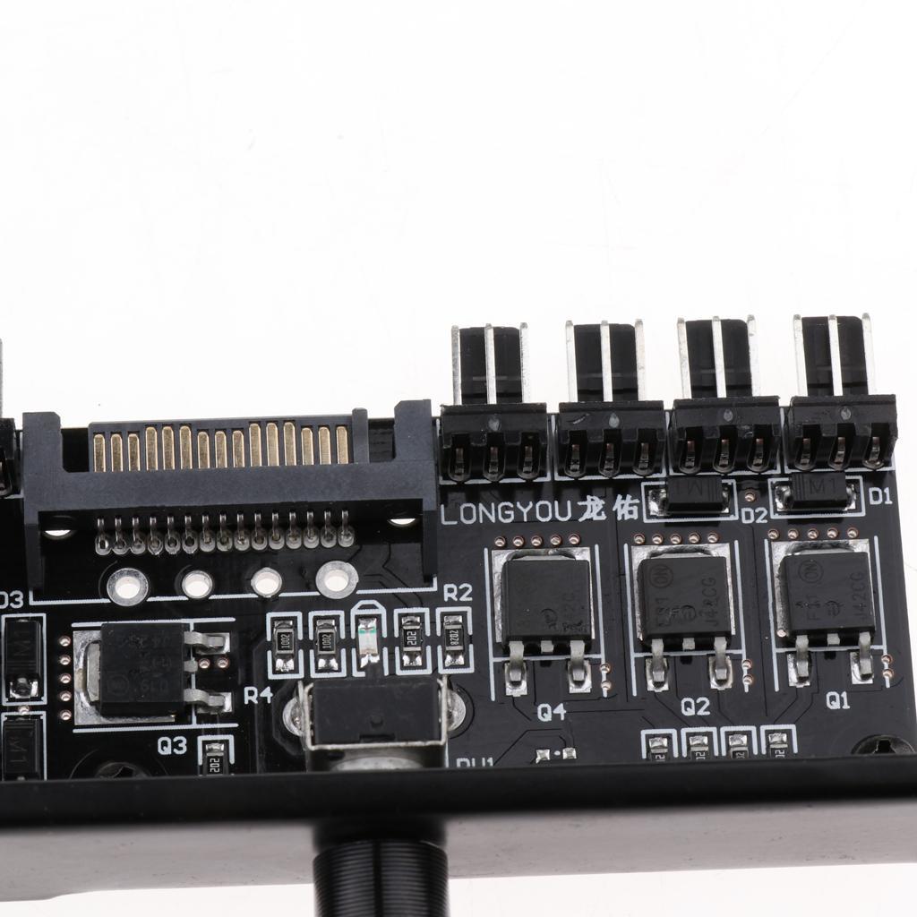 1 to 8 Computer Case PCI Fan Speed Controller SATA Power Connection Black