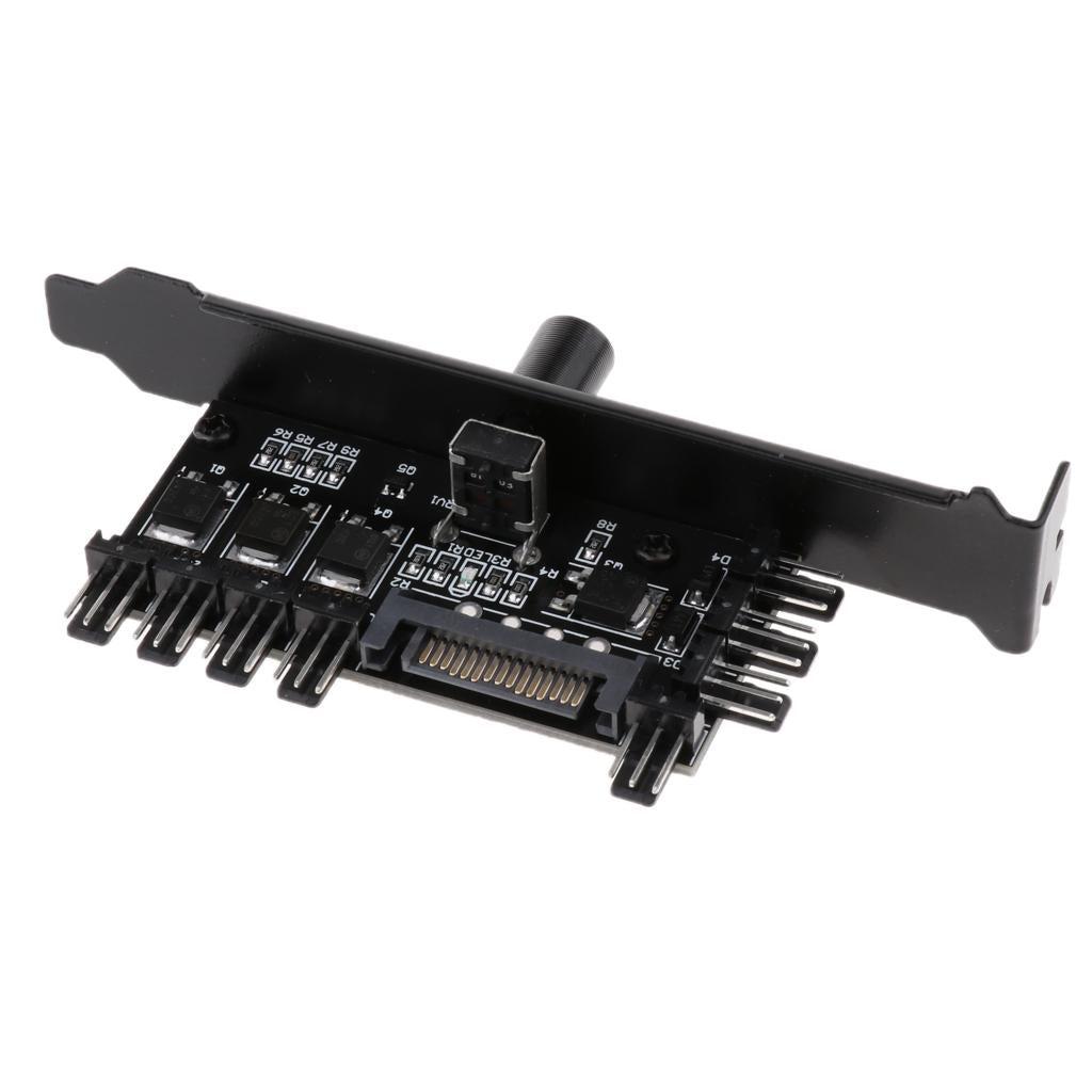 1 to 8 Computer Case PCI Fan Speed Controller SATA Power Connection Black
