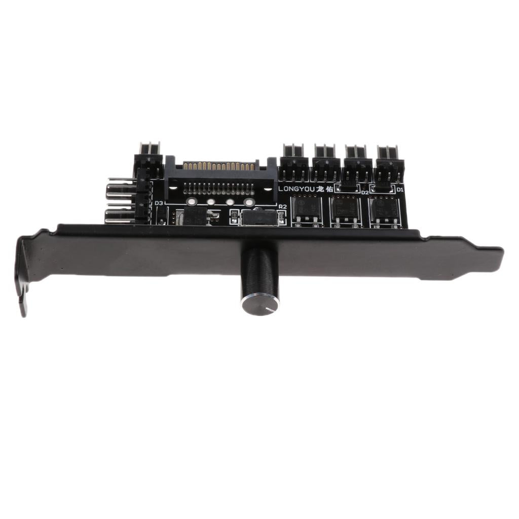 1 to 8 Computer Case PCI Fan Speed Controller SATA Power Connection Black