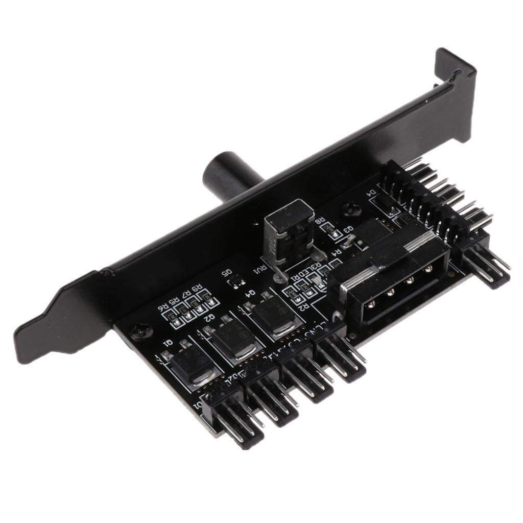 1 to 8 Computer Case PCI Fan Speed Controller 4 Pin Power Connection Black
