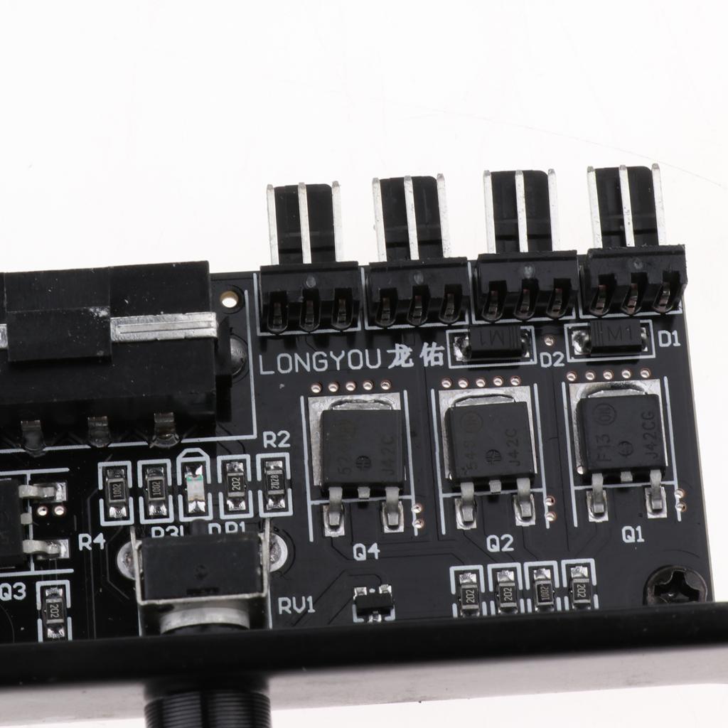 1 to 8 Computer Case PCI Fan Speed Controller 4 Pin Power Connection Black