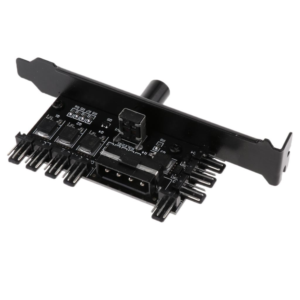 1 to 8 Computer Case PCI Fan Speed Controller 4 Pin Power Connection Black